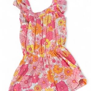 Floral Pink and Orange Kids Romper